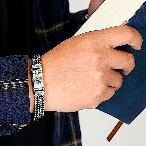 Stainless Steel Chain Link Bracelet, Mantra, Curb Hand Woven Fashion Jewelry - Picture 11 of 12